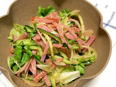 梅香る 三種類野菜とハムの さっぱり サラダ ♪